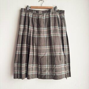 Tan Jay Grey Blue Wool Blend Wrap Skirt XXL